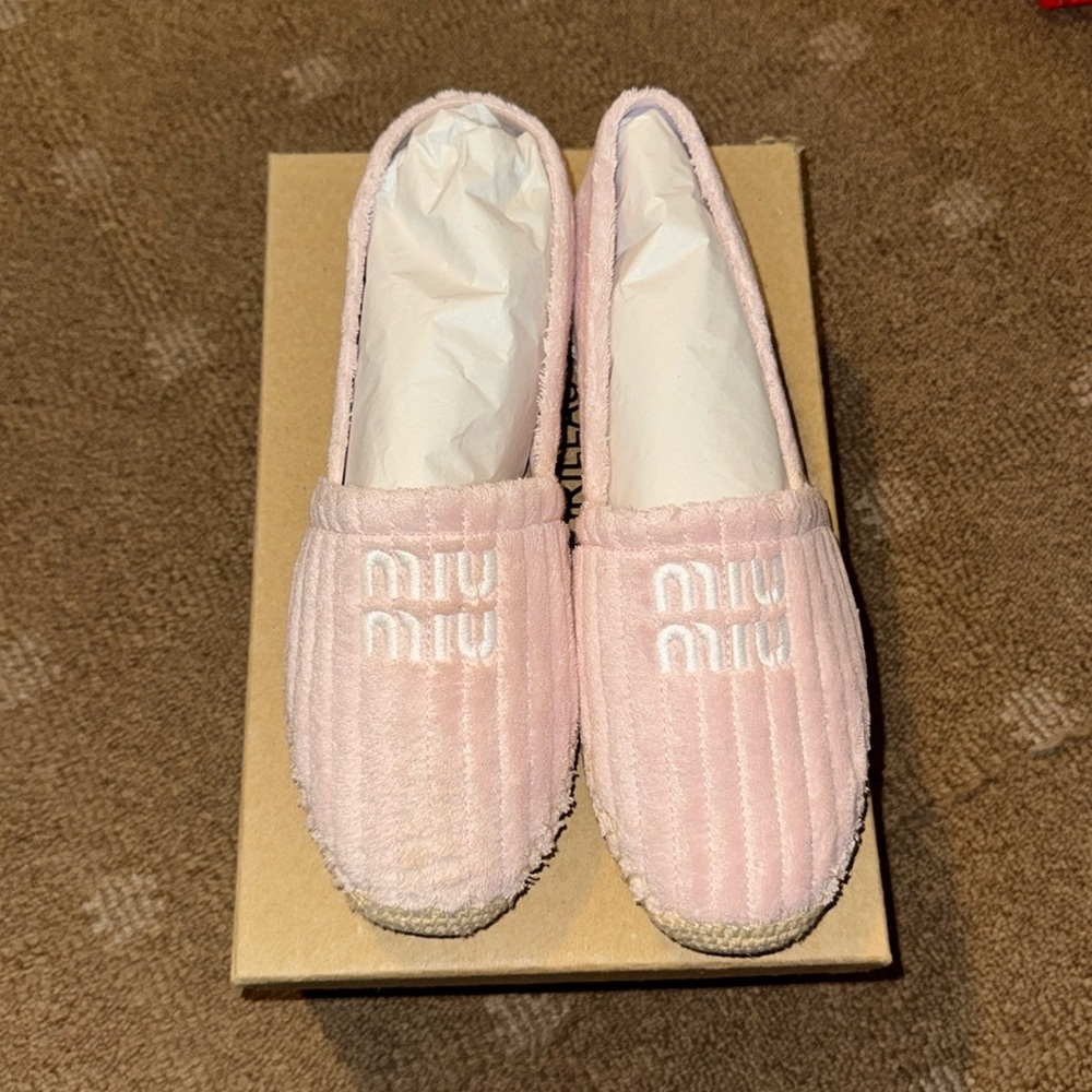 Miu Miu Pink Espadrille Flats terry 40 new in box authentic